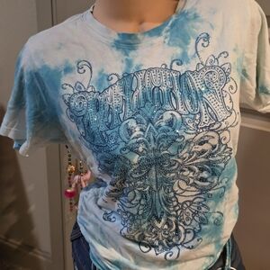 Affliction Blue and White Graphic Tee